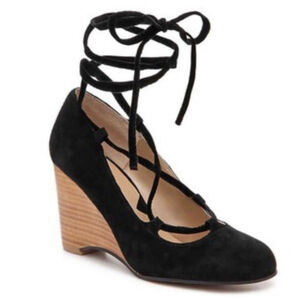 Women's Adrienne Vittadini Black Suede Wedge Heels Size 6M